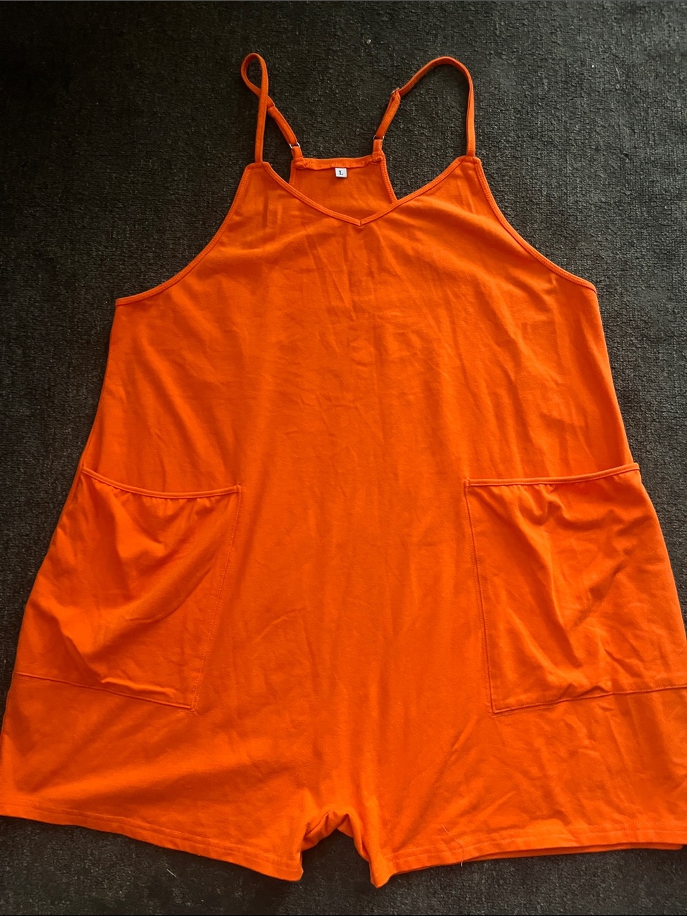 Women's Orange Sleeveless Romper